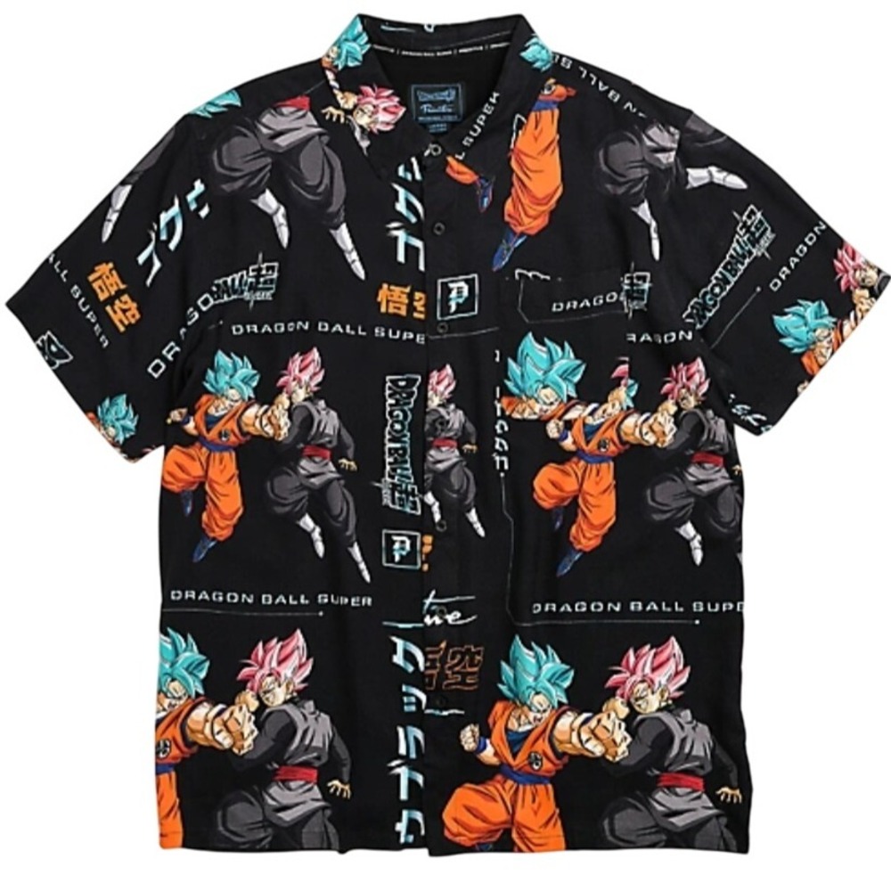 Leftiesman Dragonball Z Super All Over Print Short Sleeve Button Up Shirt Mens M